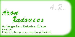 aron radovics business card